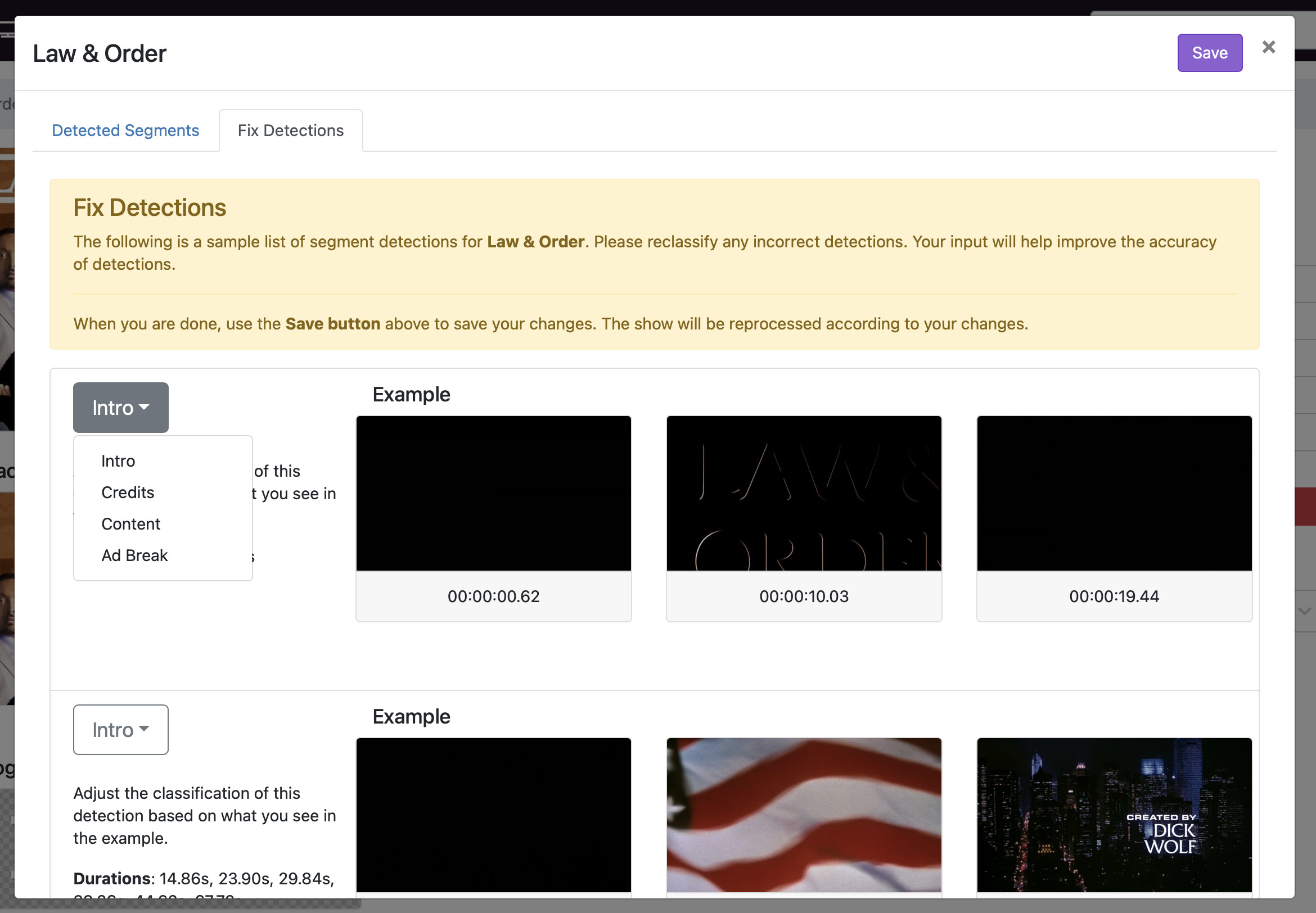 fix detected segments