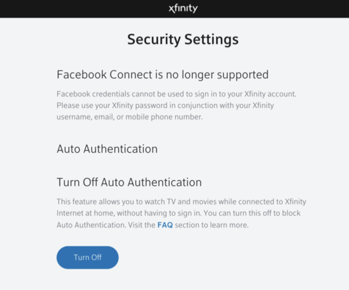 xfinity auto authentication