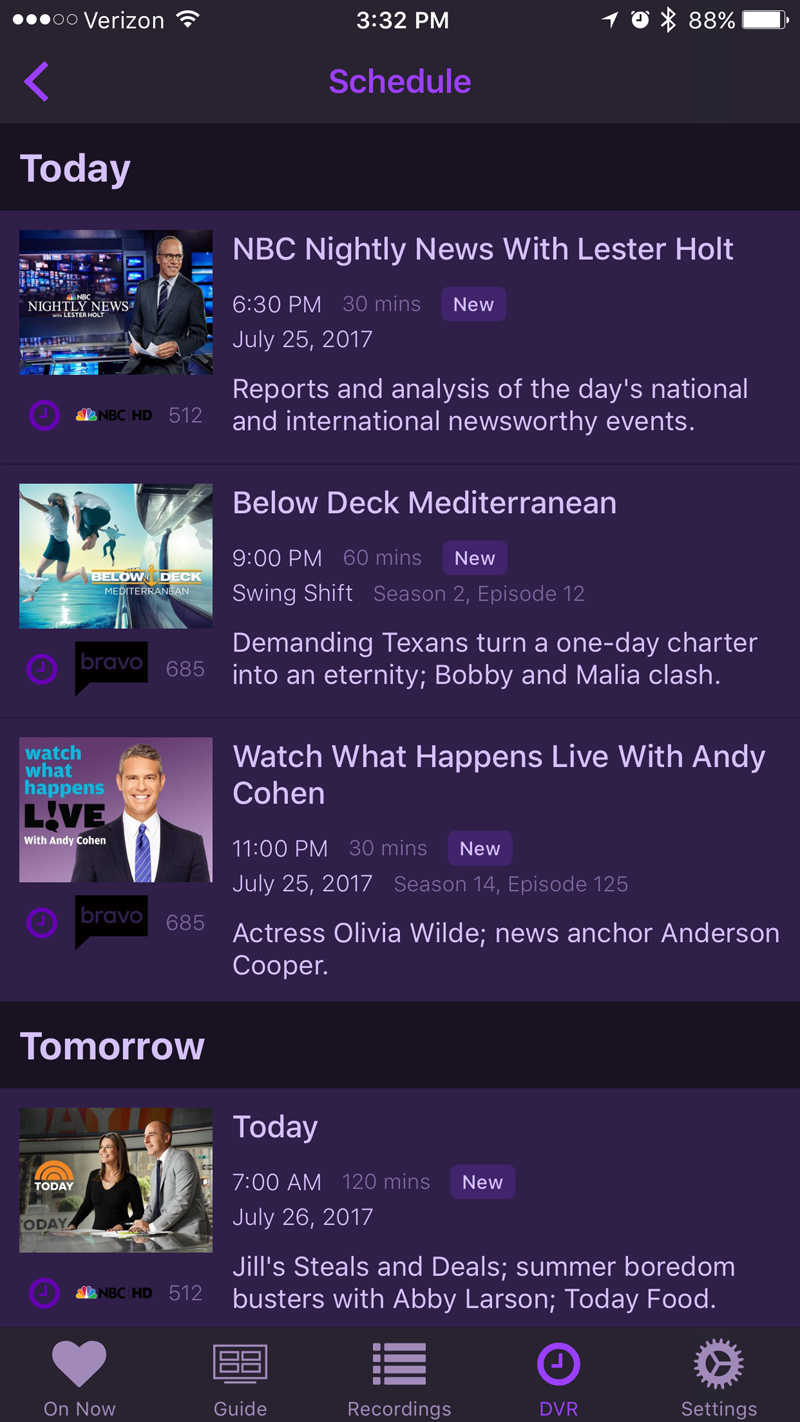 channels dvr ios iphone recording schedule
