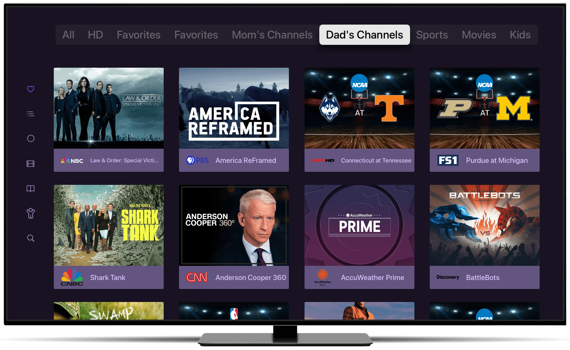 on now channel collections with filters