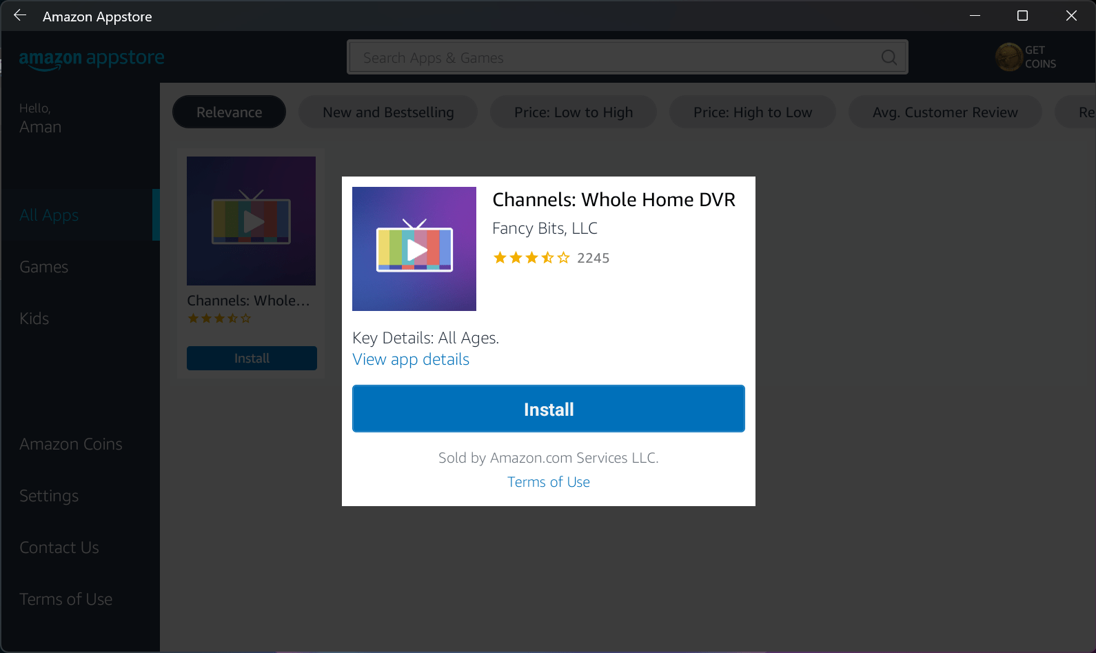 Channels on Windows Install