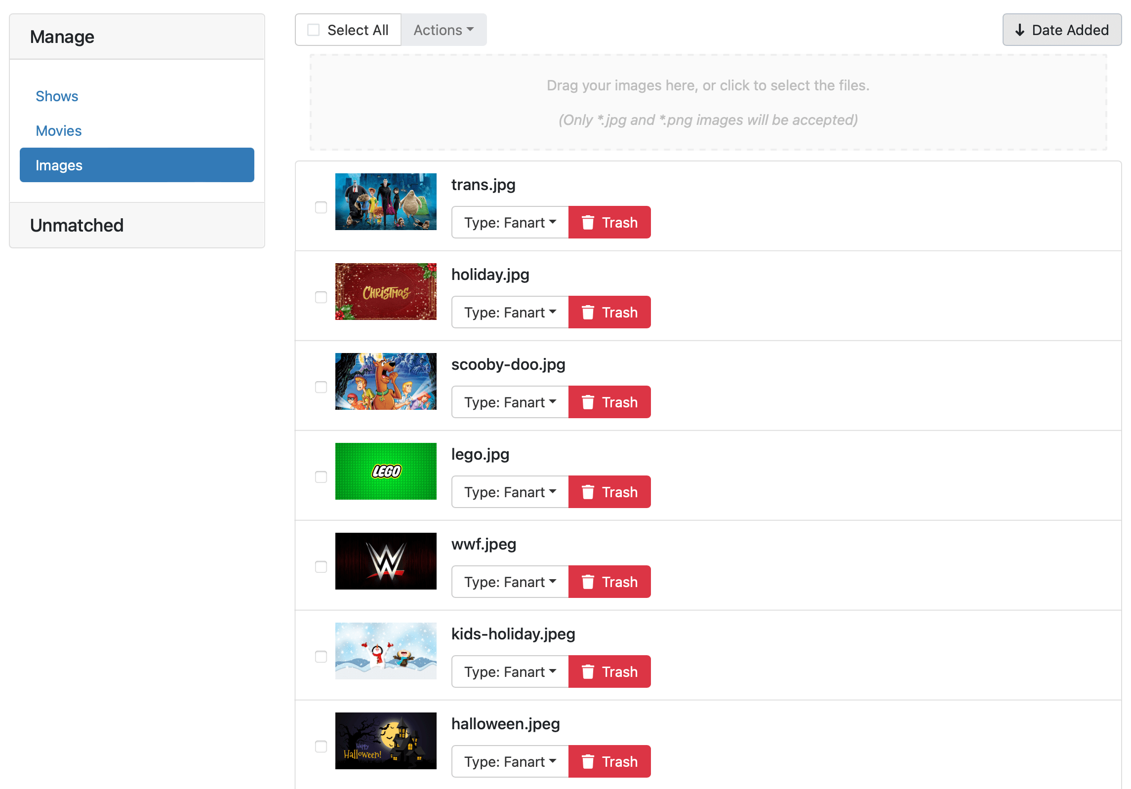image manager uploads